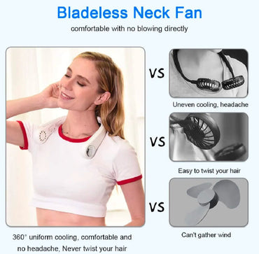 Pickzyy Rechargeable Portable Neck Fan – Hands-Free USB Mini Fan, Lightweight & Quiet for Office, Kitchen & Outdoor Use