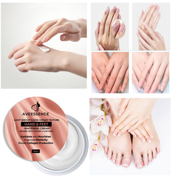 AVEESSENCE Hand & Feet Whitening Cream – Vitamin C & Retinol Brightening Cream for Dark Hands & Feet | Hydrating, Anti-Aging & Skin Repair Formula (30ml)