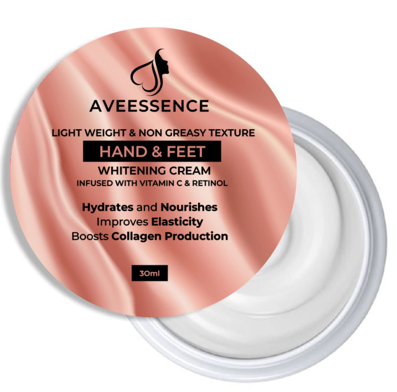 AVEESSENCE Hand & Feet Whitening Cream – Vitamin C & Retinol Brightening Cream for Dark Hands & Feet | Hydrating, Anti-Aging & Skin Repair Formula (30ml)
