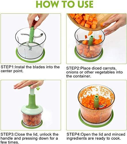 Manual Hand Push Food Chopper 1.5L