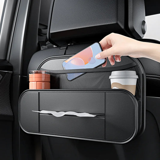 Car Back Seat Storage Bag With Tissue Paper Box