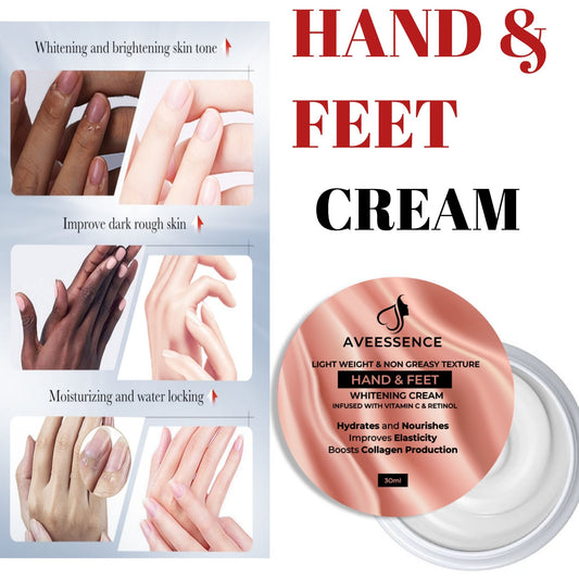 AVEESSENCE Hand & Feet Whitening Cream – Vitamin C & Retinol Brightening Cream for Dark Hands & Feet | Hydrating, Anti-Aging & Skin Repair Formula (30ml)
