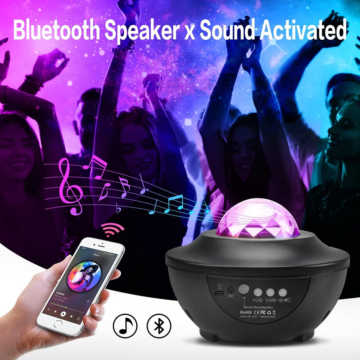 Galaxy Star Projector Lamp – LED Universe Night Light with Remote Control & Built-in Bluetooth 5.2 Music Speaker