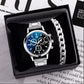 Pack of 2 Fashion Mens Stainless Steel Watches Wristwatch Calendar Luminous Clock Men Business Casual Watch