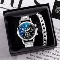 Pack of 2 Fashion Mens Stainless Steel Watches Wristwatch Calendar Luminous Clock Men Business Casual Watch