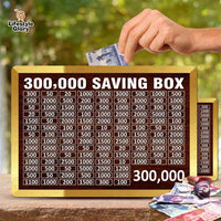 50,000 PKR Target Saving Box – Wooden Money Saving Box with Daily Saving Chart for Kids & Adults | Smart Money Box for Easy Savings