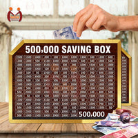 50,000 PKR Target Saving Box – Wooden Money Saving Box with Daily Saving Chart for Kids & Adults | Smart Money Box for Easy Savings