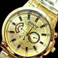 4 Pcs Golden Watch & Jewelry Set
