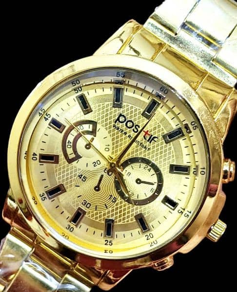 4 Pcs Golden Watch & Jewelry Set