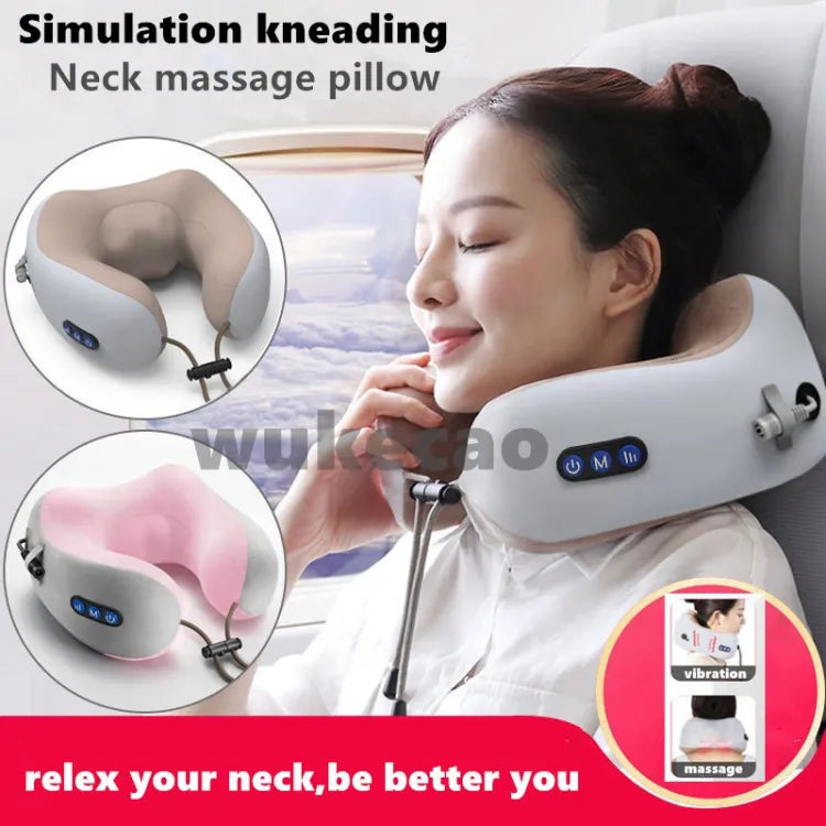 U-Shaped Neck Massager Pillow – USB Rechargeable Cervical & Shoulder Relaxation Support for Home, Car & Travel