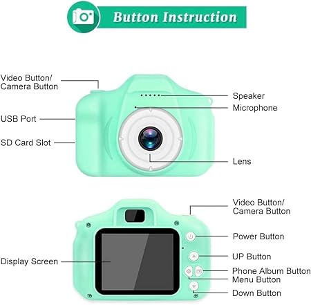 Mini Digital Camera for Kids – Photo & Video Recording Toy with Cute Design (Random Colors)