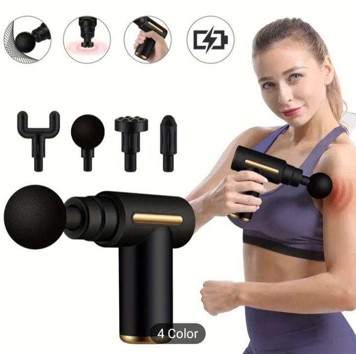 Deep Tissue Massage Gun – Rechargeable 6 Speed Muscle Massager with 4 Heads | Full Body Pain Relief & Relaxation for Men & Women