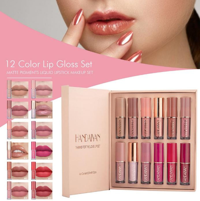 HANDAIYAN 12 Colors Matte Liquid Lipstick Set 2.5ml*12pcs