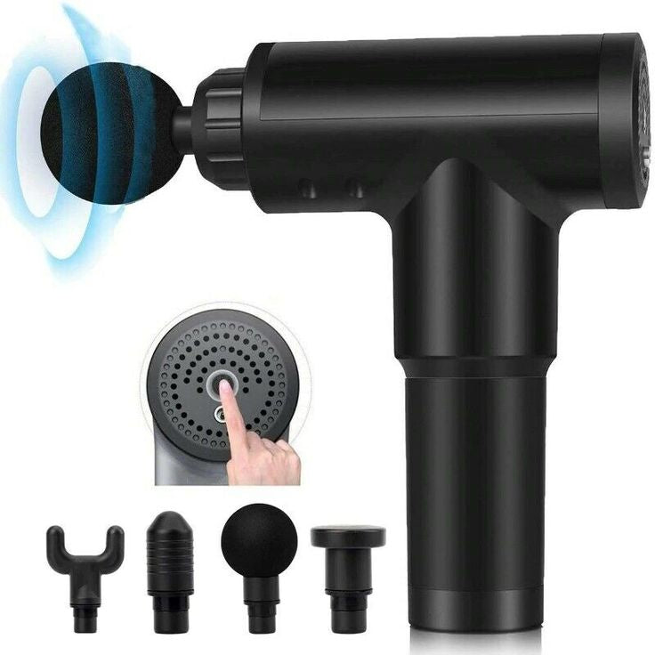 Deep Tissue Massage Gun – Rechargeable 6 Speed Muscle Massager with 4 Heads | Full Body Pain Relief & Relaxation for Men & Women