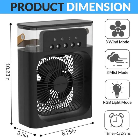 Portable Air Conditioner Mist Fan Big Size – 3-in-1 Mini AC Air Cooler with Ice Mist, LED Lights & Adjustable Speed
