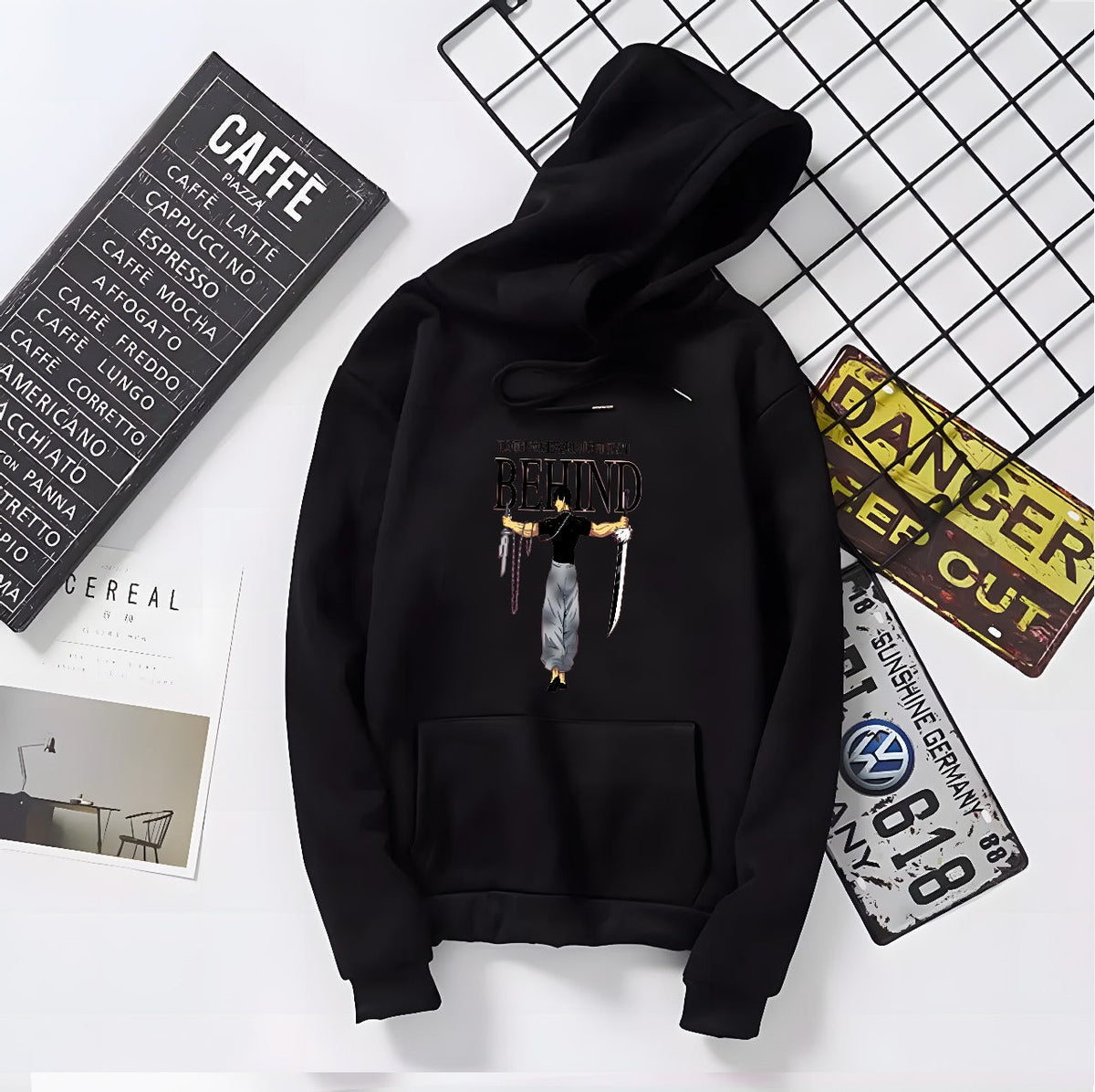 Men’s Grey & White Graphic Oversized Hoodie | Stylish Printed Pullover Sweatshirt | Winter Streetwear