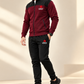 Urban Sprint Men’s Fleece Tracksuit – Maroon & Black