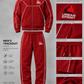 Men’s Premium Polyester Fleece Tracksuit – Red Hooded Sportswear Set | Urban Sprint