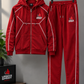 Men’s Premium Polyester Fleece Tracksuit – Red Hooded Sportswear Set | Urban Sprint