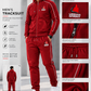 Men’s Premium Polyester Fleece Tracksuit – Red Hooded Sportswear Set | Urban Sprint