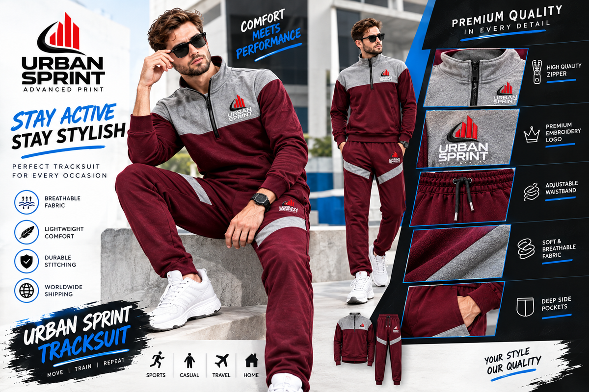 Urban Sprint Men’s Polyester Fleece Tracksuit