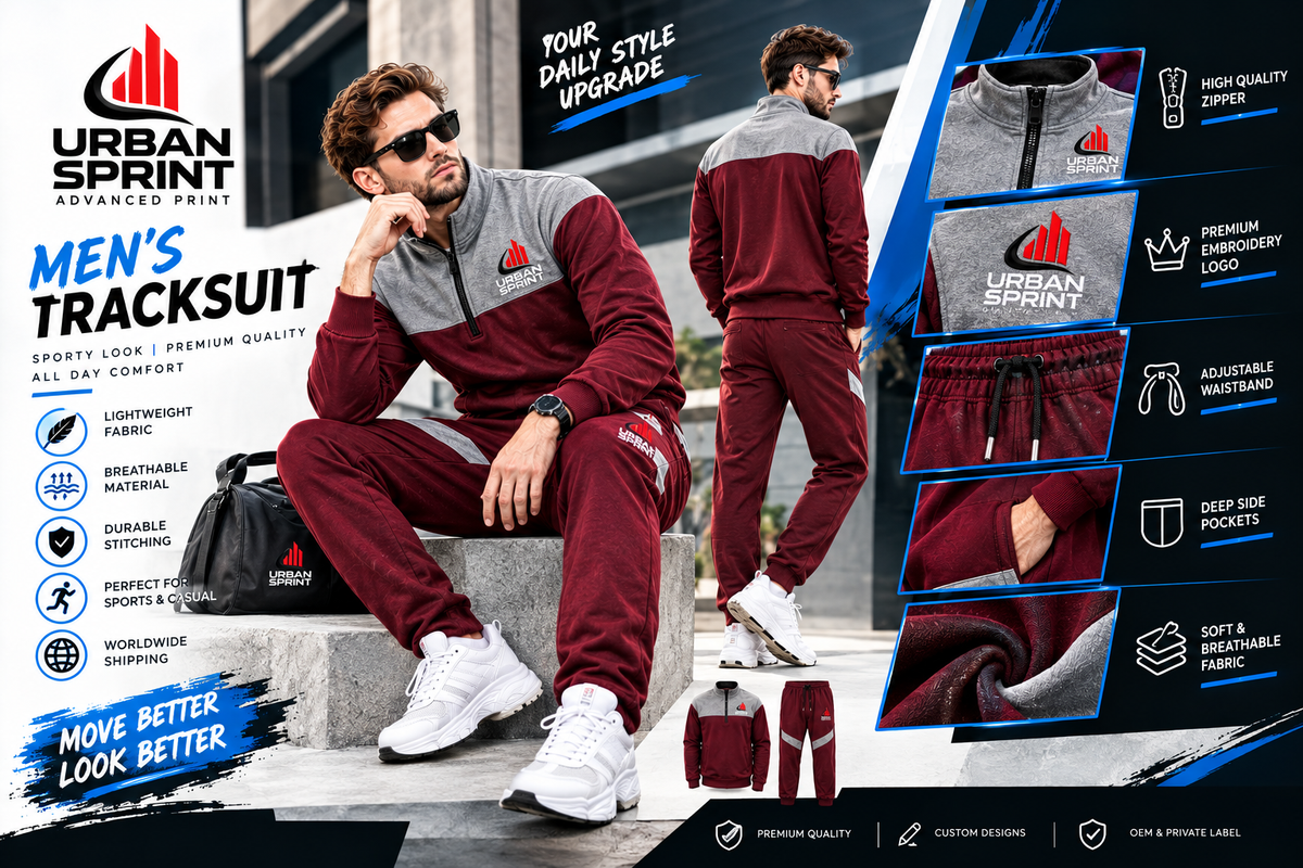 Urban Sprint Men’s Polyester Fleece Tracksuit