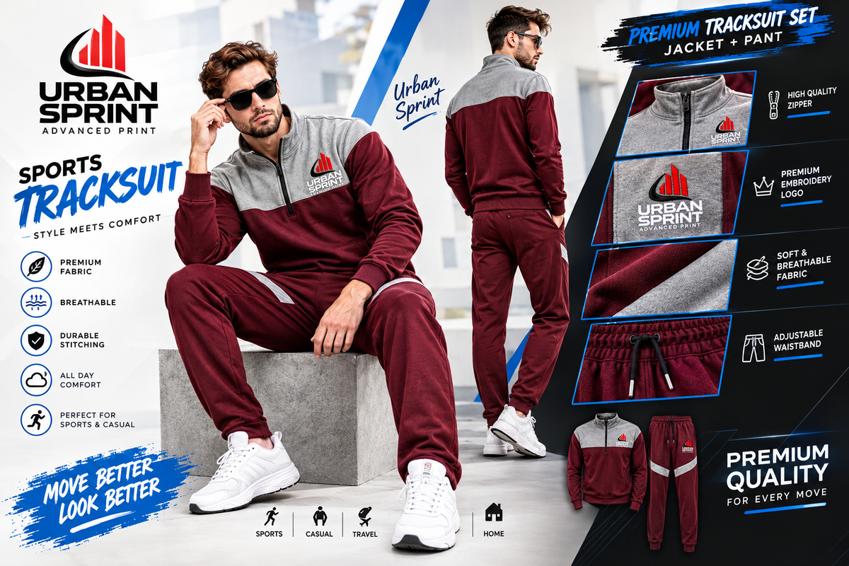 Urban Sprint Men’s Polyester Fleece Tracksuit