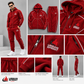 Men’s Premium Polyester Fleece Tracksuit – Red Hooded Sportswear Set | Urban Sprint