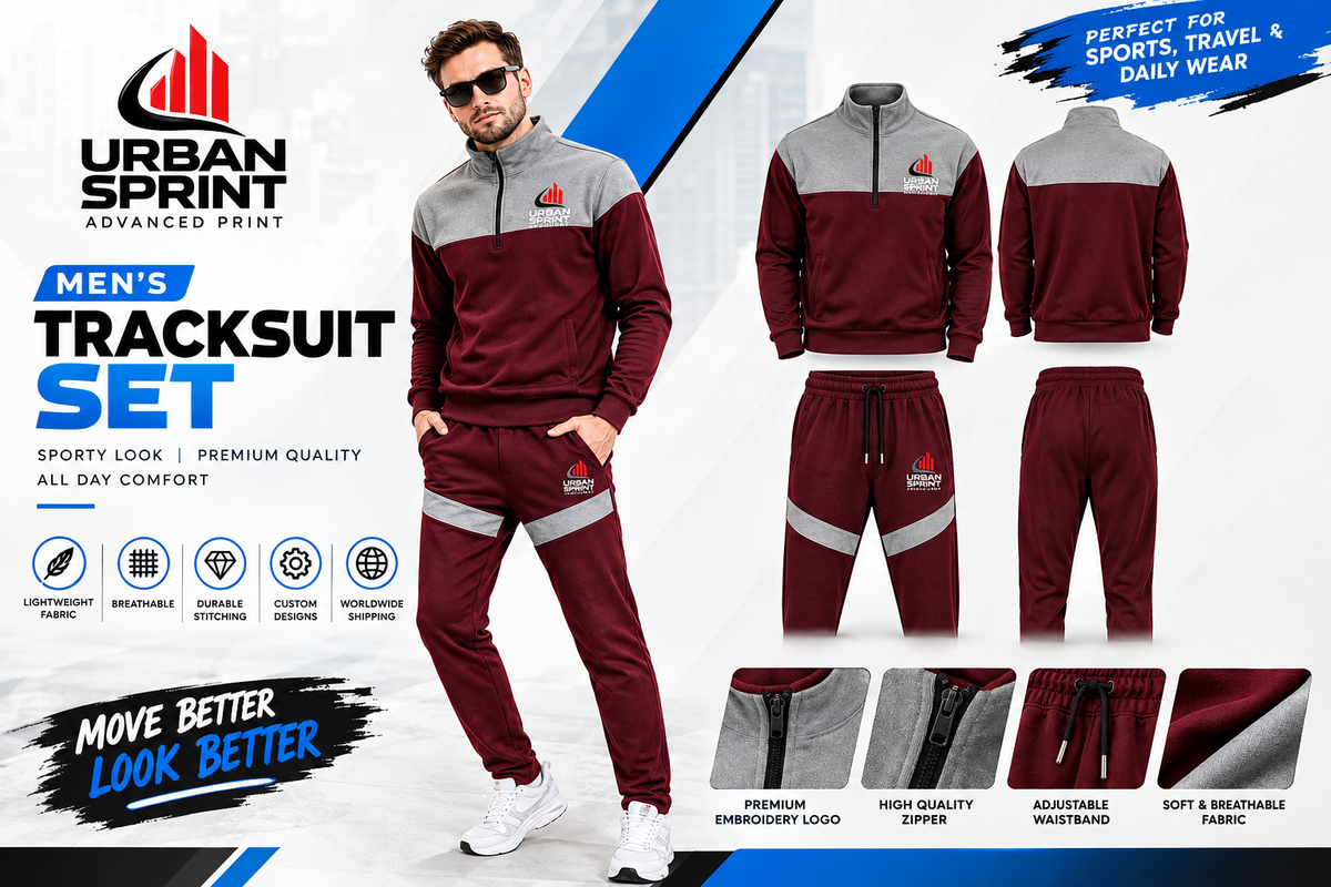 Urban Sprint Men’s Polyester Fleece Tracksuit