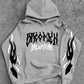 Men’s Grey & White Graphic Oversized Hoodie | Stylish Printed Pullover Sweatshirt | Winter Streetwear