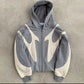 Men’s Grey & White Graphic Oversized Hoodie | Stylish Printed Pullover Sweatshirt | Winter Streetwear